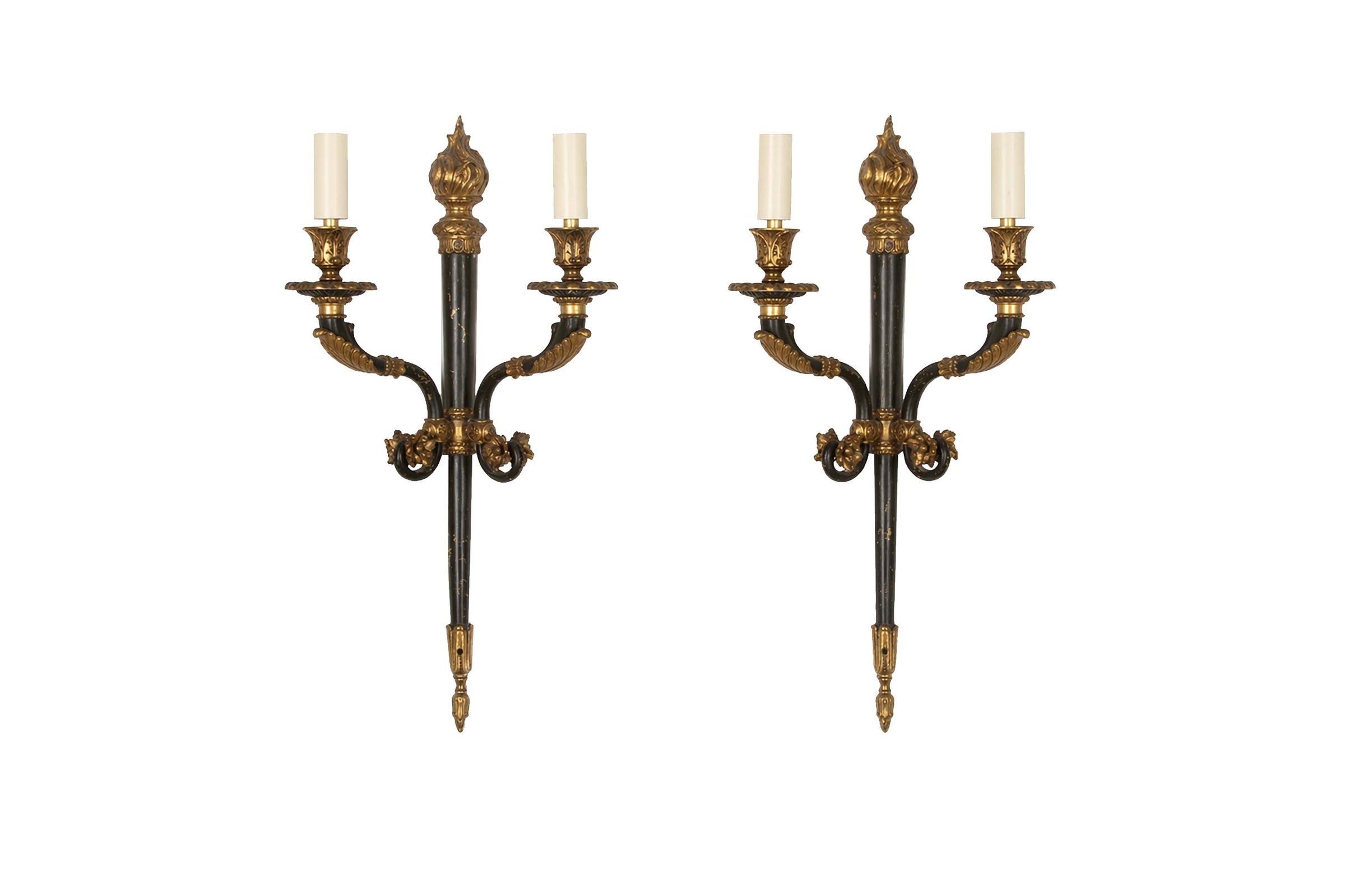 PAIR OF 20TH CENTURY FRENCH EMPIRE REVIVAL WALL LIGHTS