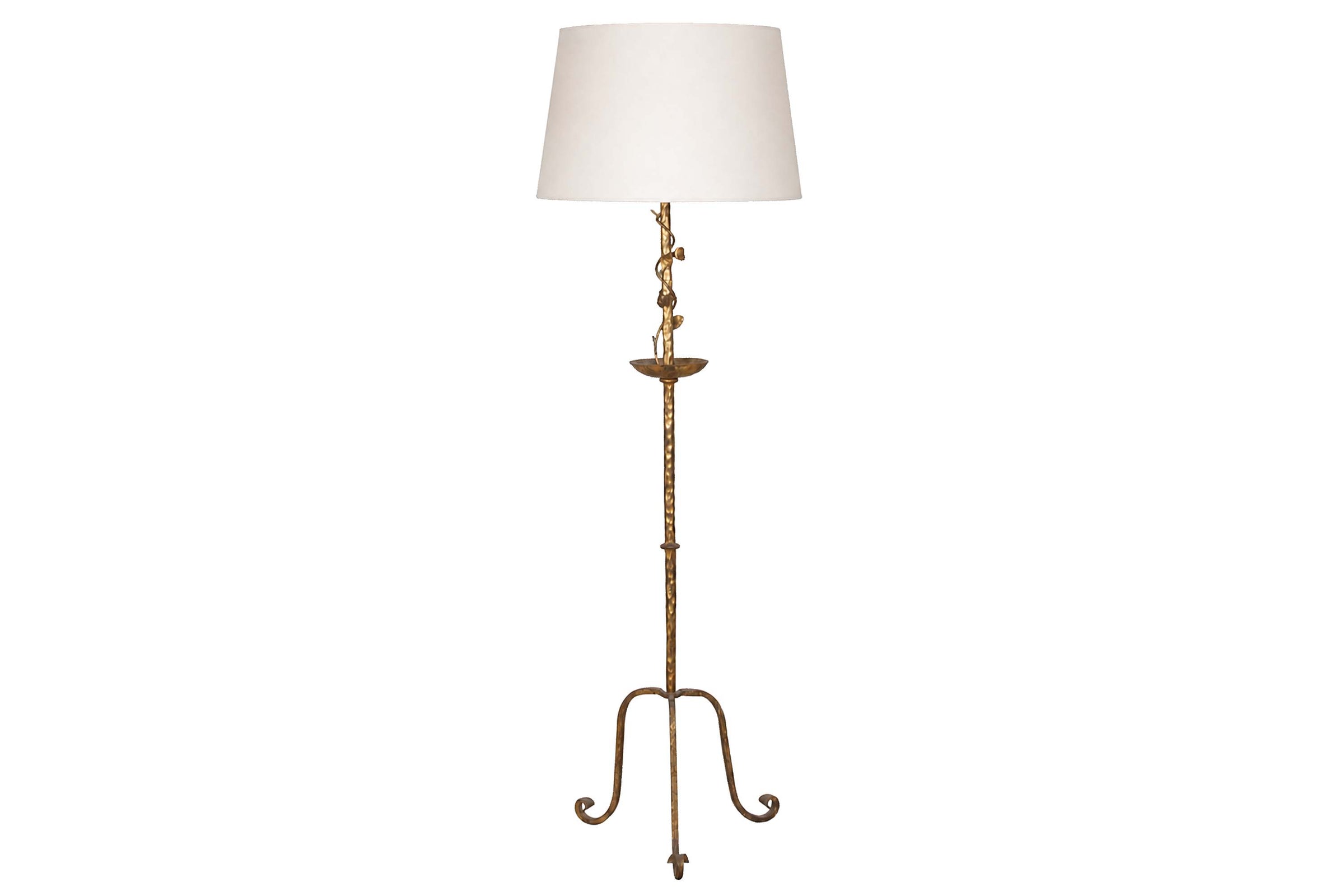 MID-CENTURY SPANISH GILT IRON FLOOR LAMP