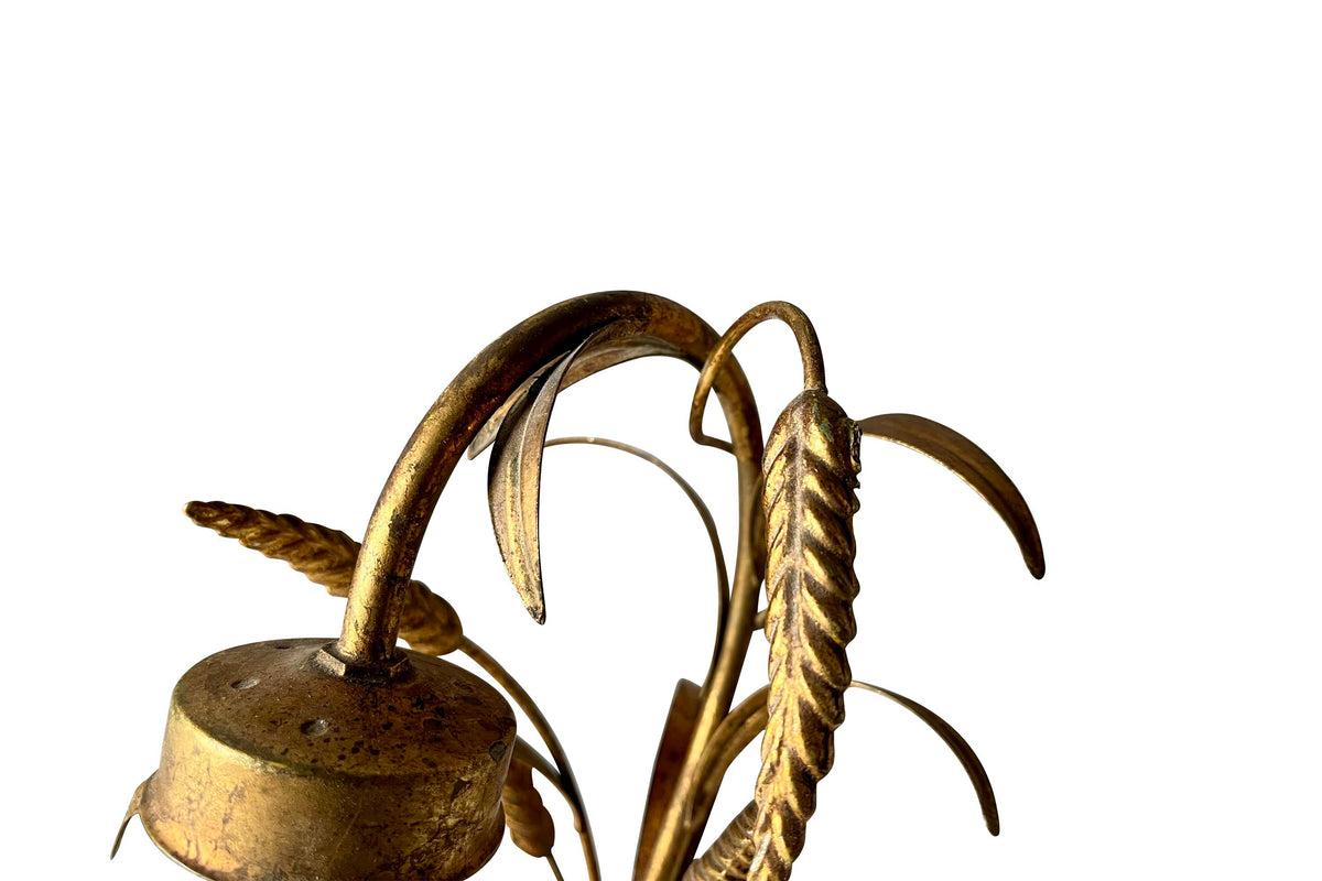 Pair of Mid-20th Century French Gilt Metal Wheat Table Lamps