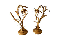 Pair of Mid-20th Century French Gilt Metal Wheat Table Lamps