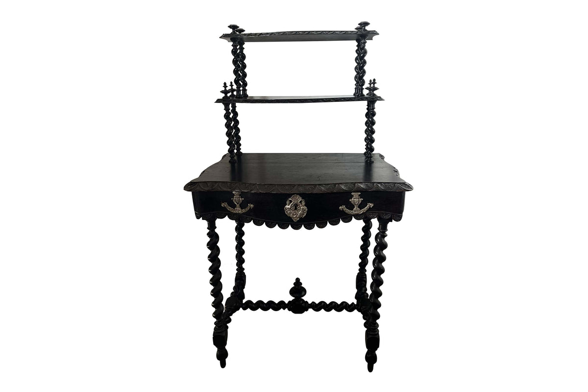 19th Century French Napoleon III Ladies Writing Table with Étagère 