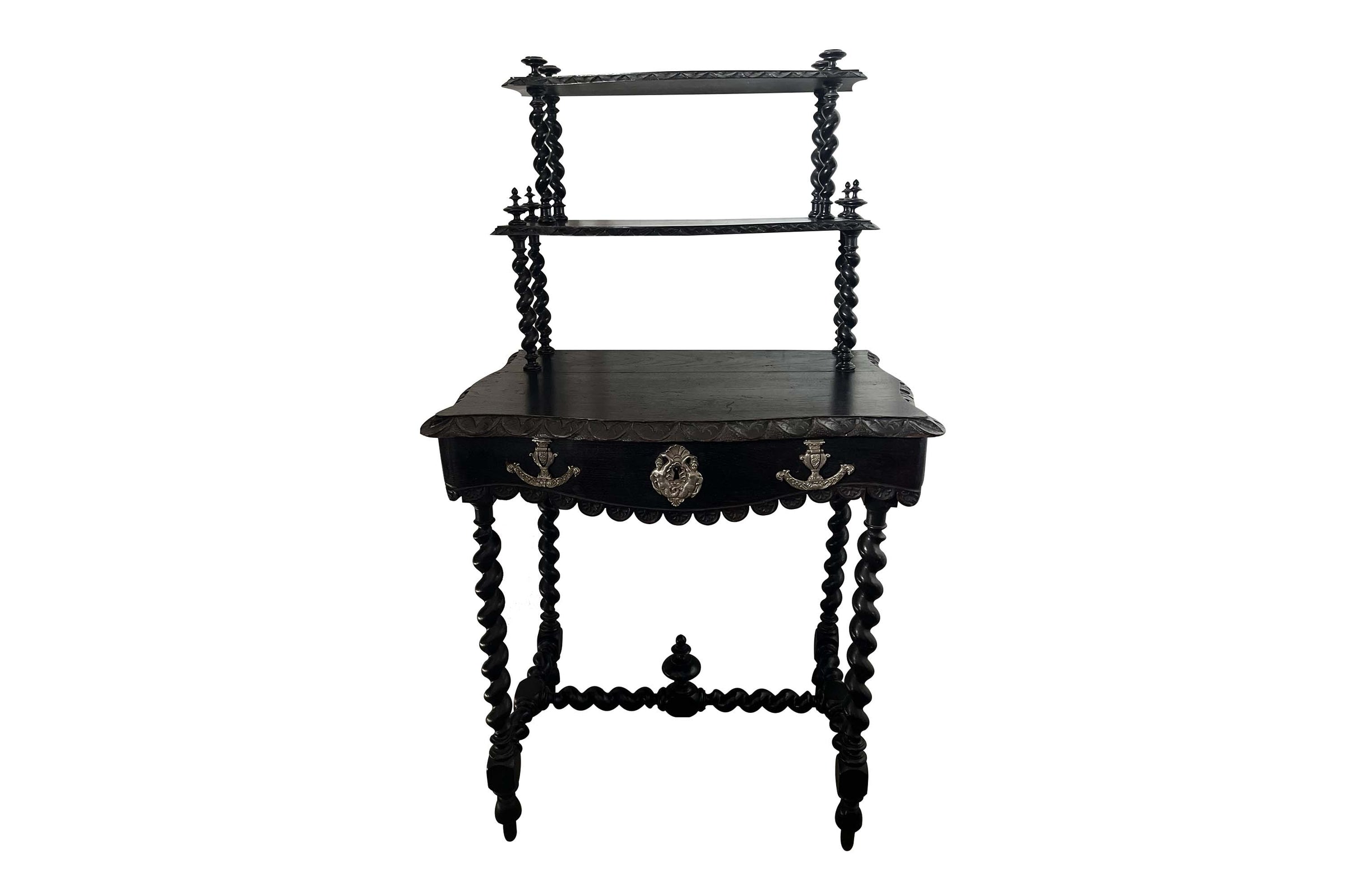 19th Century French Napoleon III Ladies Writing Table with Étagère 
