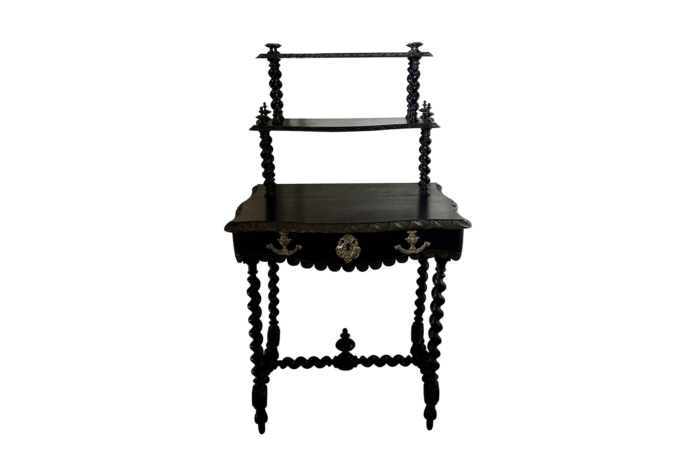 19th Century French Napoleon III Ladies Writing Table with Étagère 