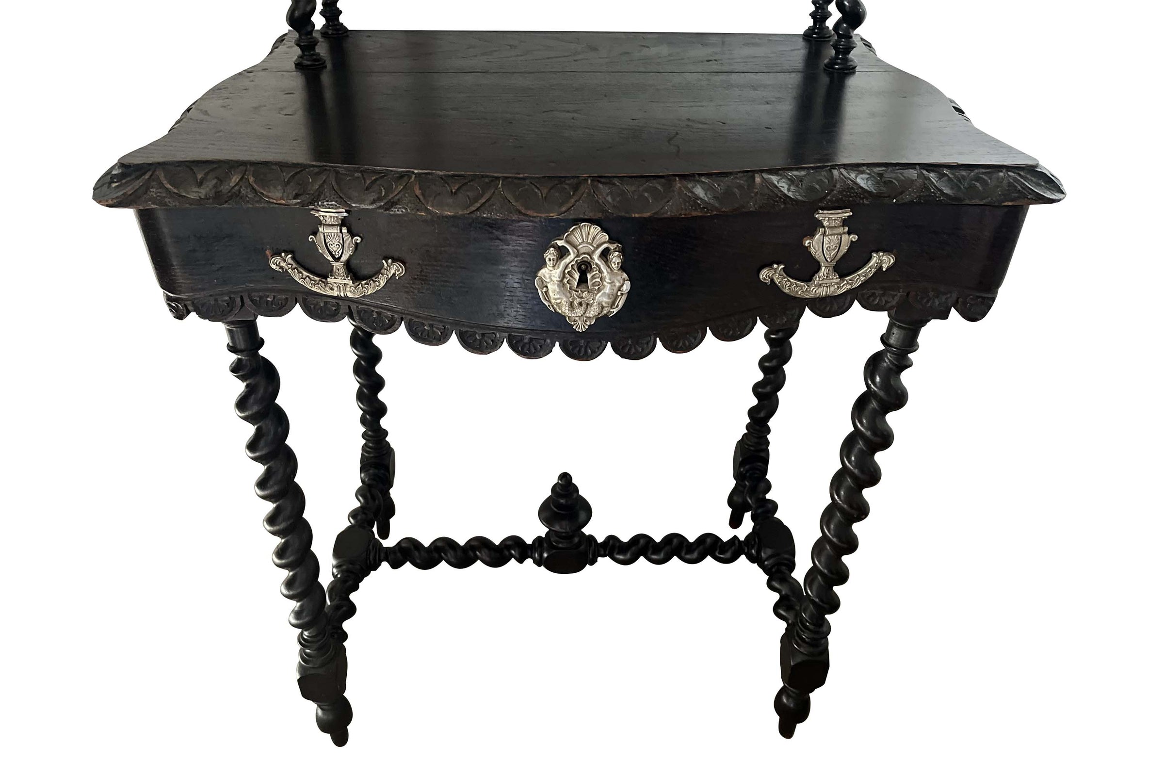 19th Century French Napoleon III Ladies Writing Table with Étagère 