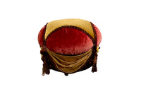 20th Century French Napoleon III Style Velvet Pouffe on Casters