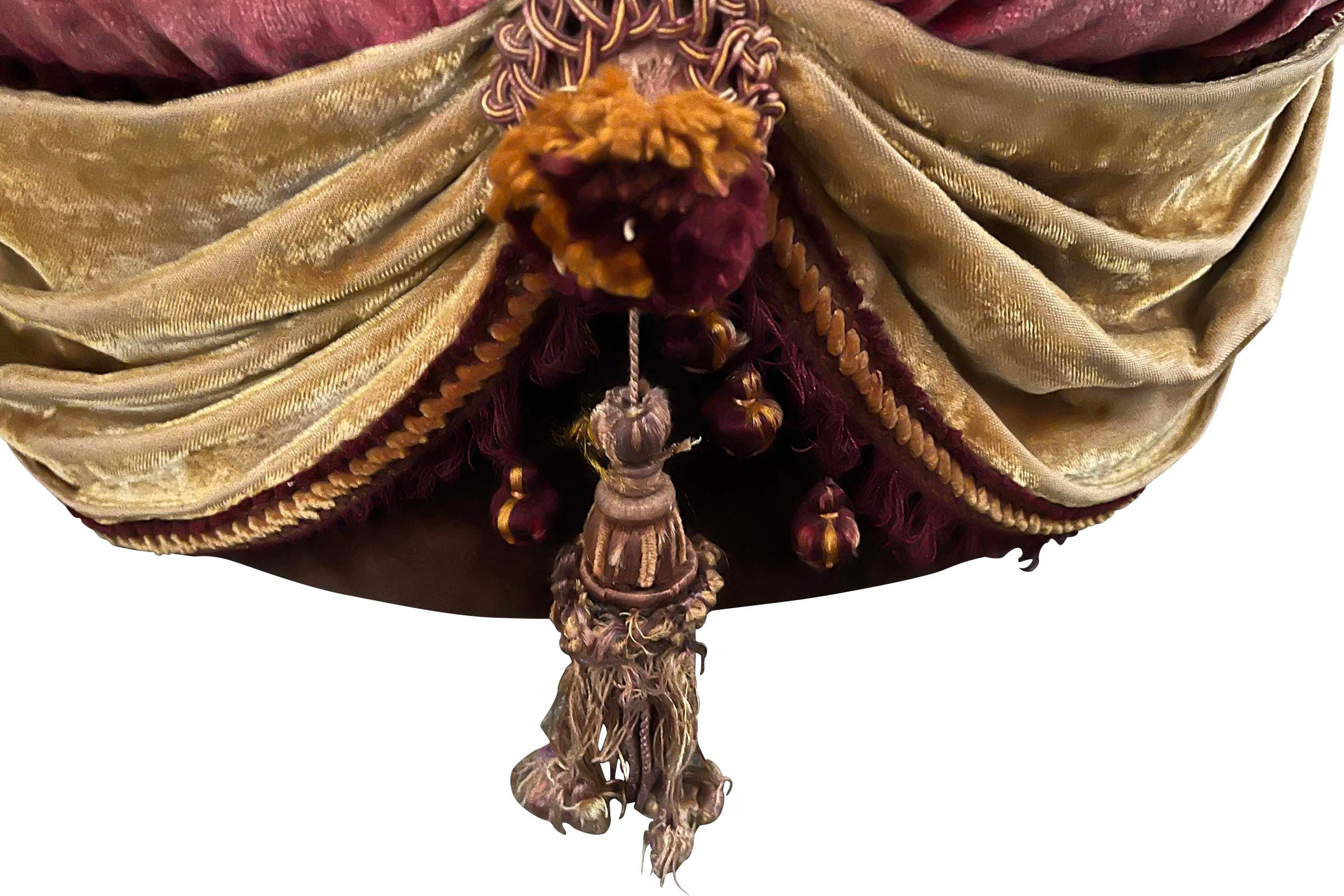 20th Century French Napoleon III Style Velvet Pouffe on Casters