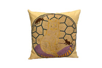 Vintage embroidered cushion with cat and mice motifs