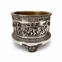 LARGE FRENCH SILVER PLATE BACCHANALIAN BOTTLE COASTER