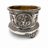 LARGE FRENCH SILVER PLATE BACCHANALIAN BOTTLE COASTER