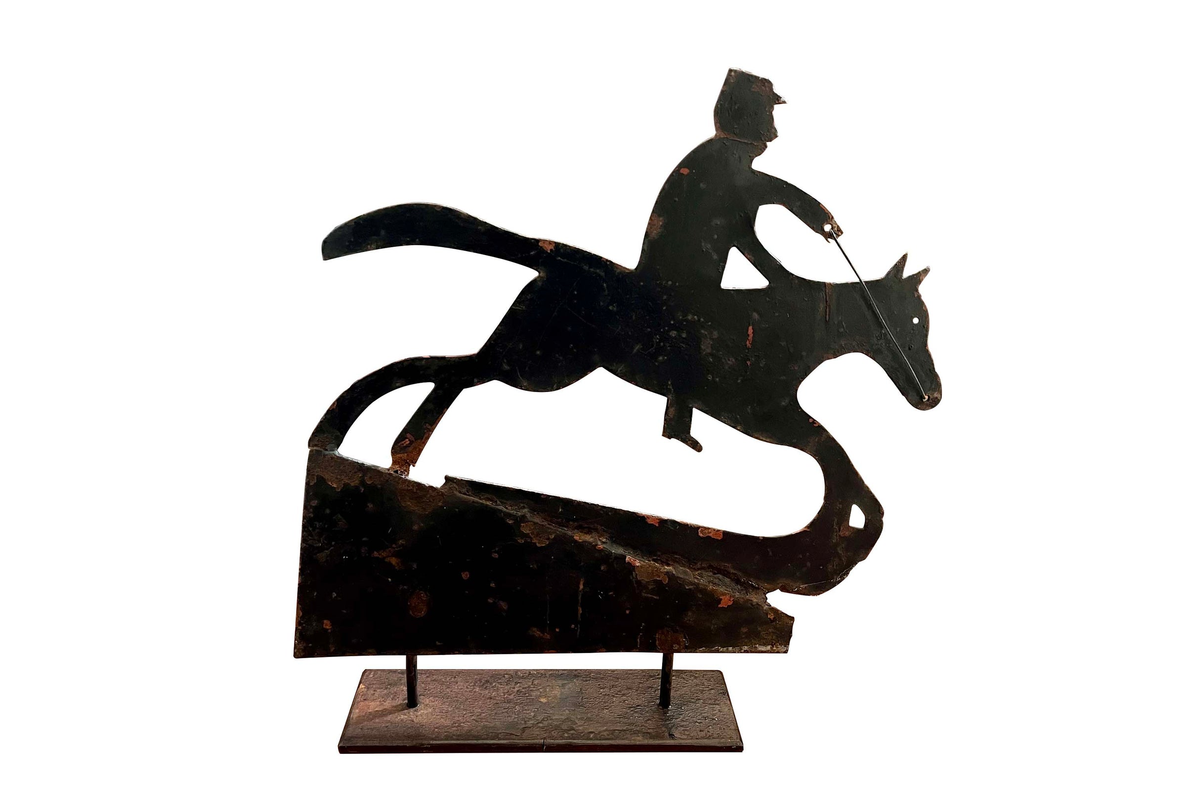 Late 19th or Early 20th Century French Horse & Rider Weather Vane Silhouette