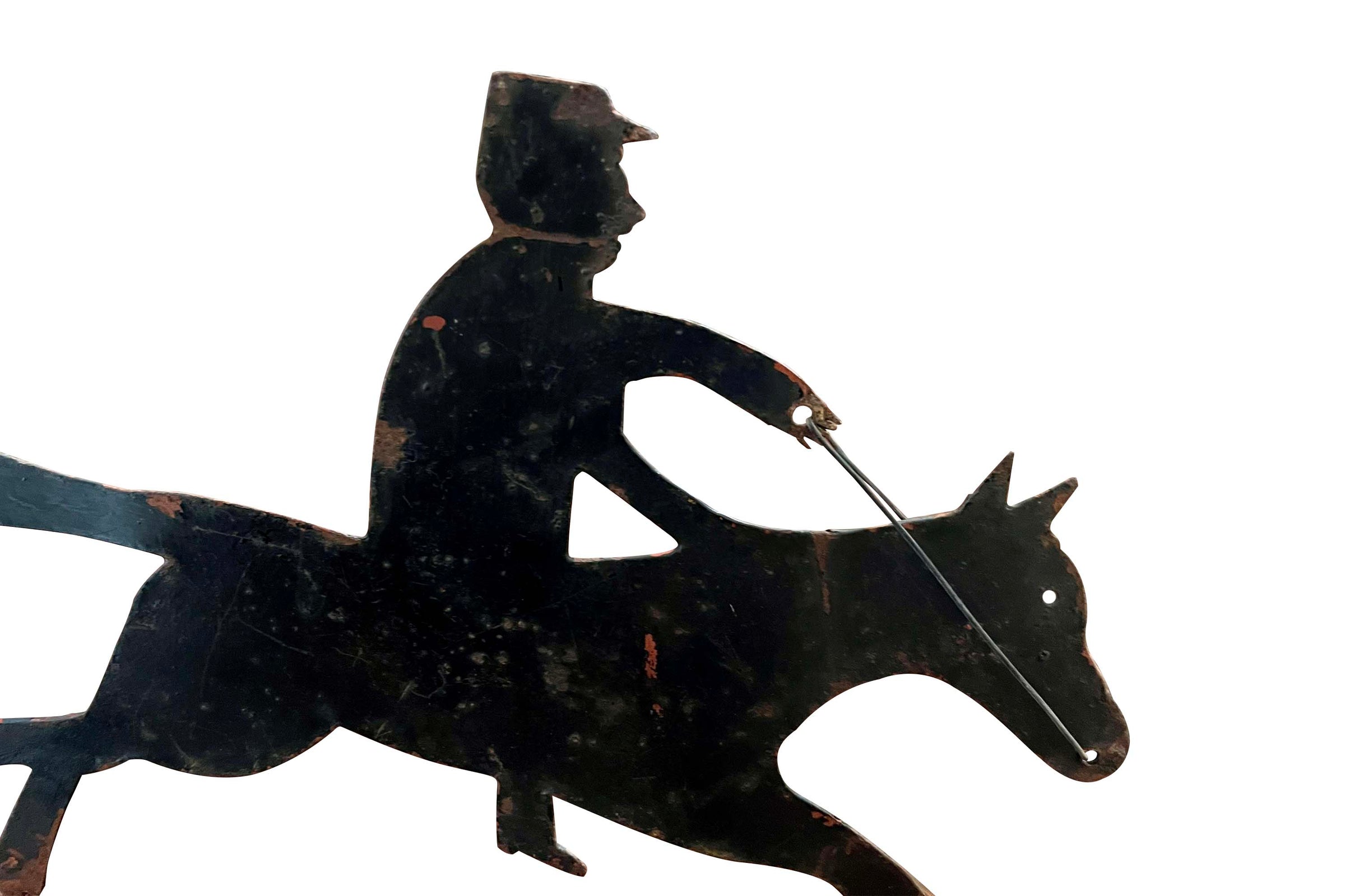 Late 19th or Early 20th Century French Horse & Rider Weather Vane Silhouette