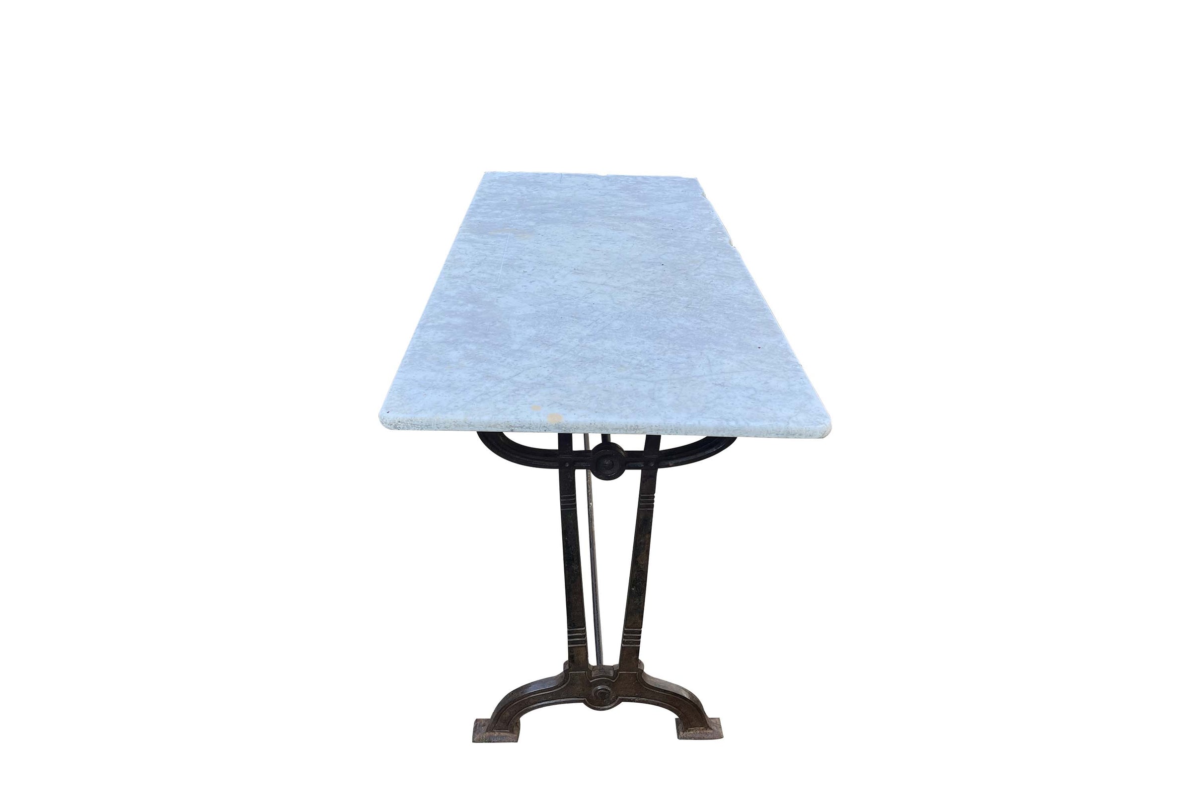 Long French Marble-Topped Table by Charionais & Pannassier Circa 1900 