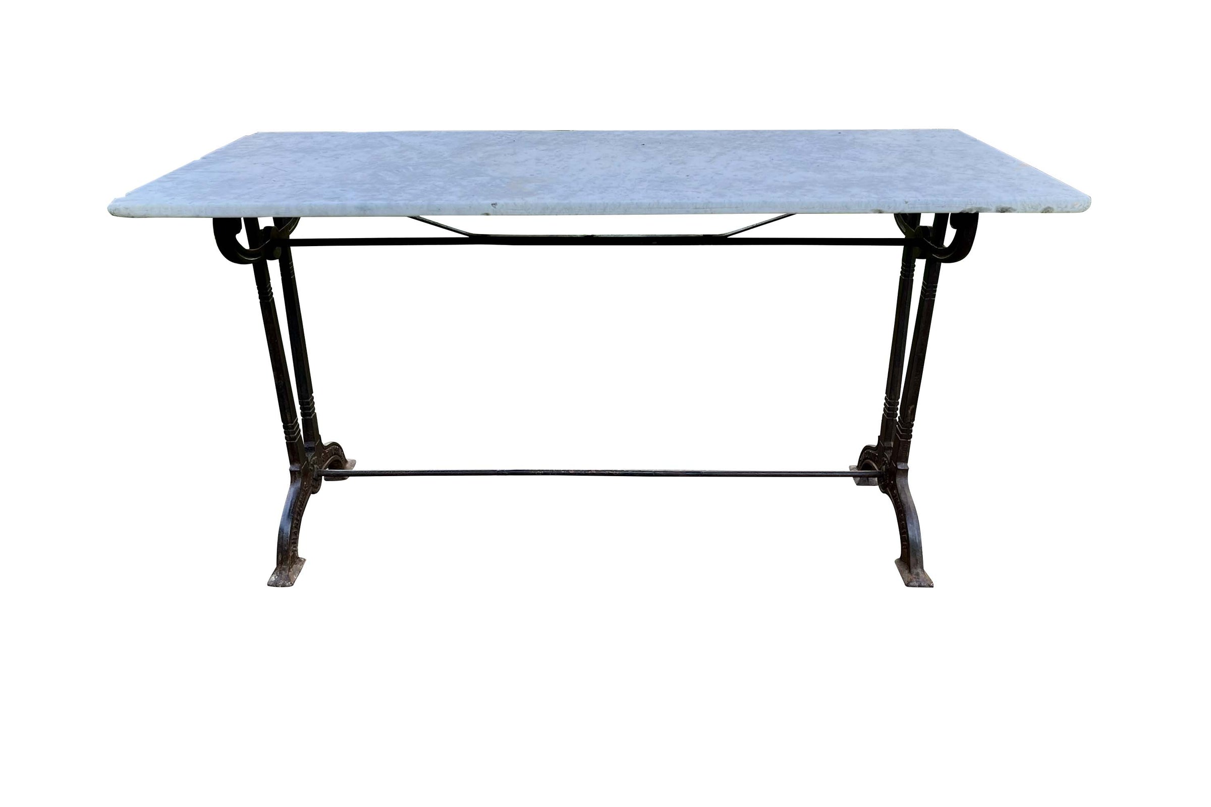 Long French Marble-Topped Table by Charionais & Pannassier Circa 1900 