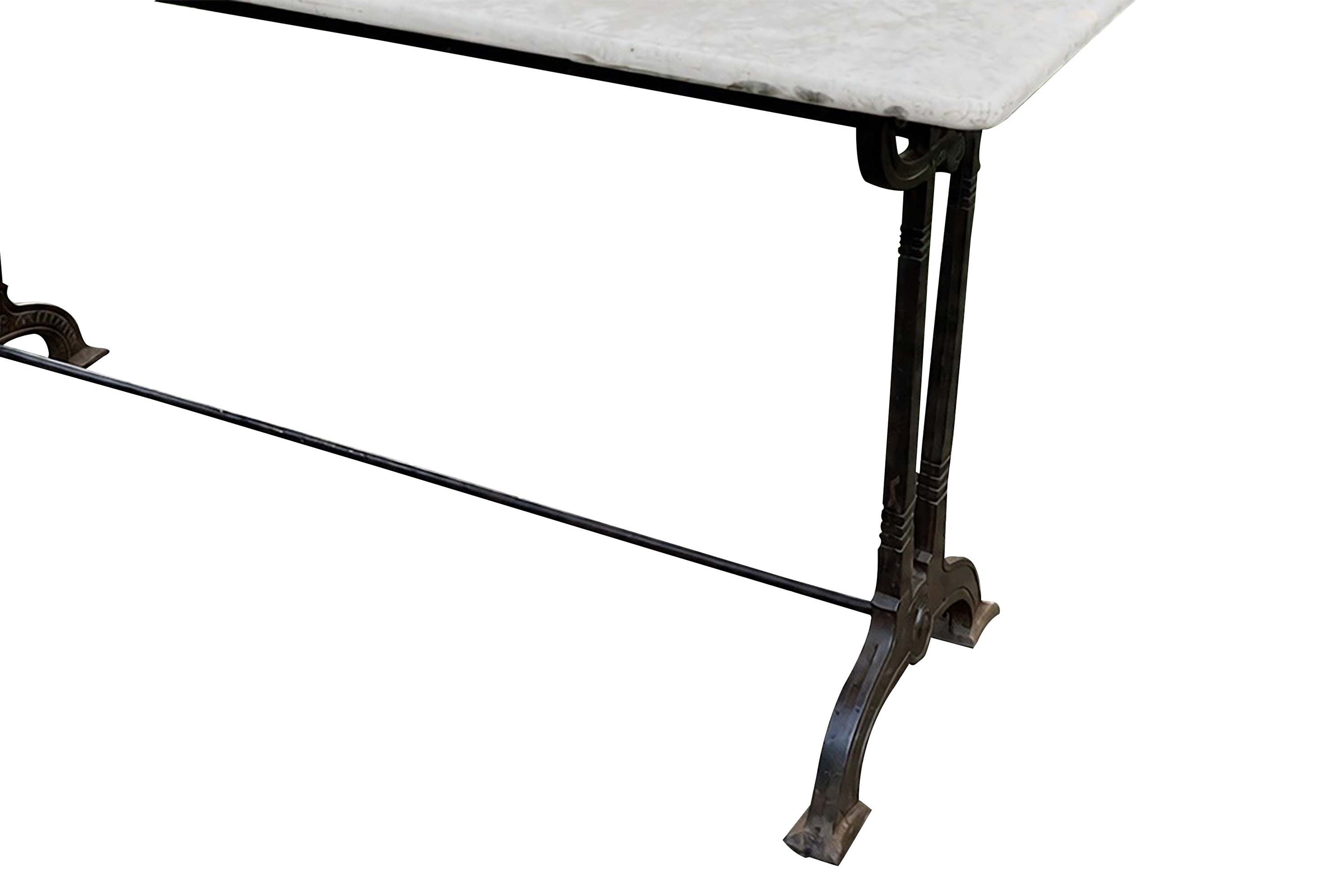 Long French Marble-Topped Table by Charionais & Pannassier Circa 1900 