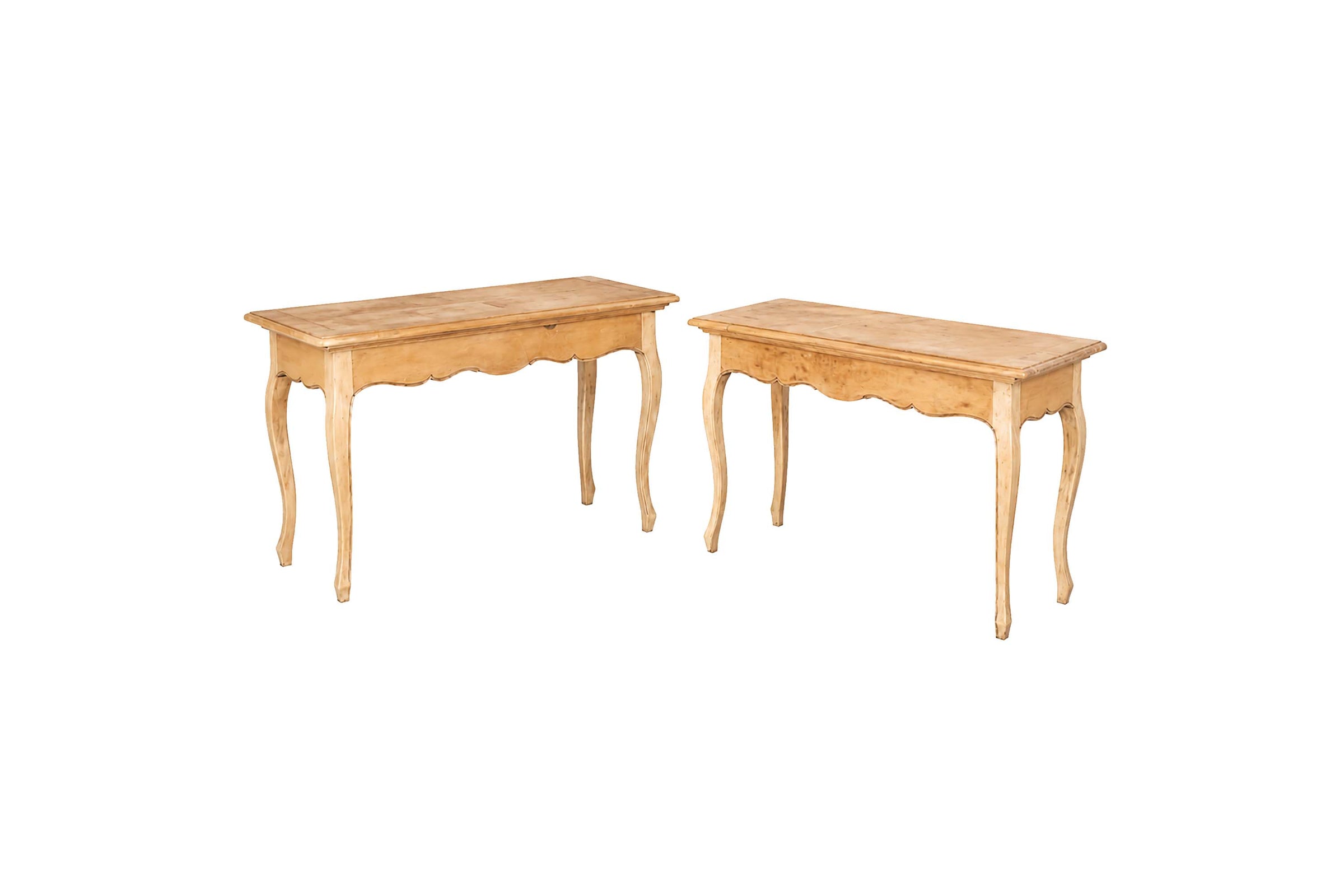 PAIR OF 20TH CENTURY FRENCH SOLID CHERRYWOOD PARQUETRY TABLES