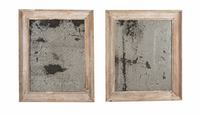 Near Pair of 19th Century French Foxed Pine Framed Mirrors