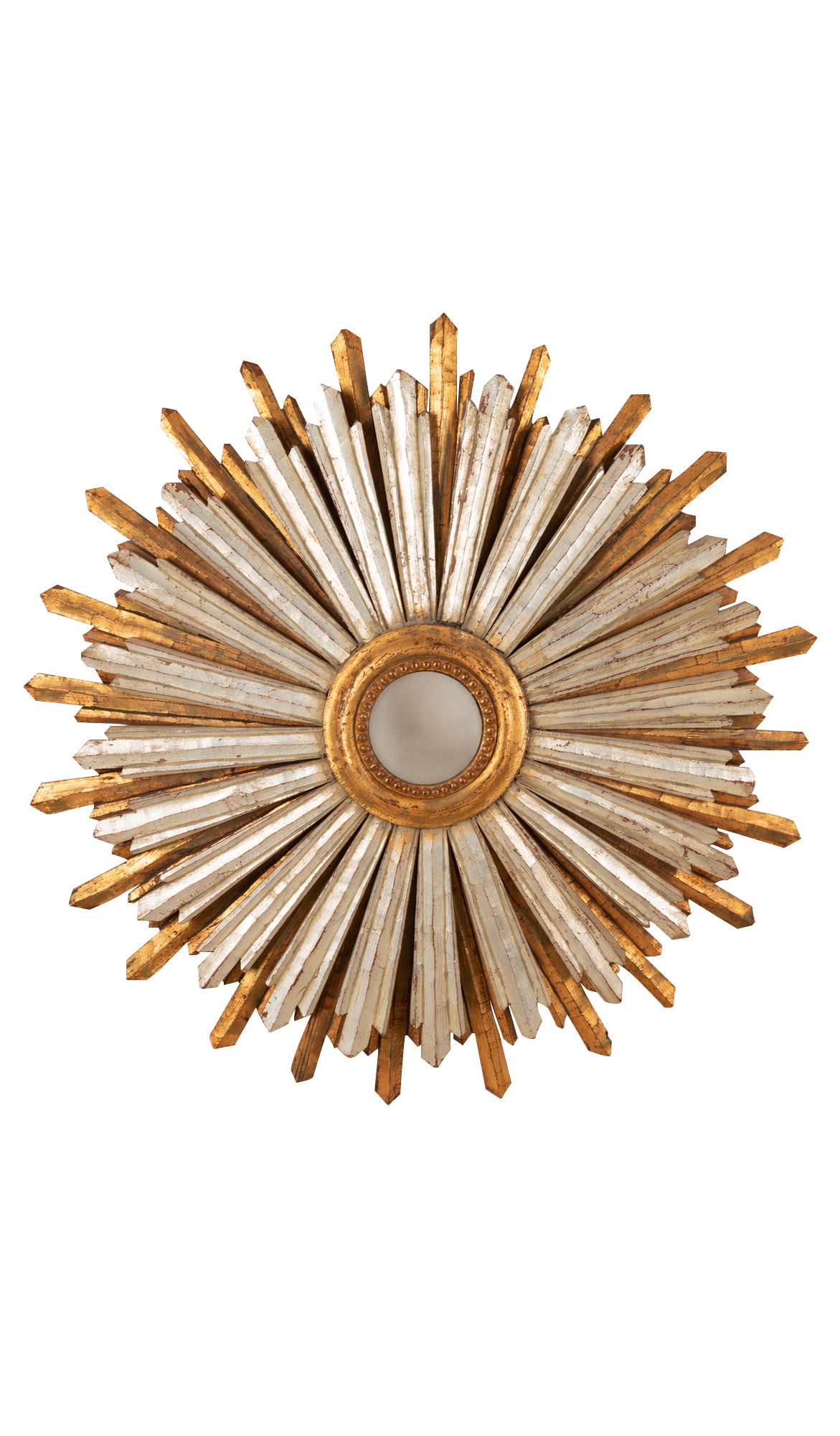 Large Mid-Century Spanish Sunburst Convex Mirror
