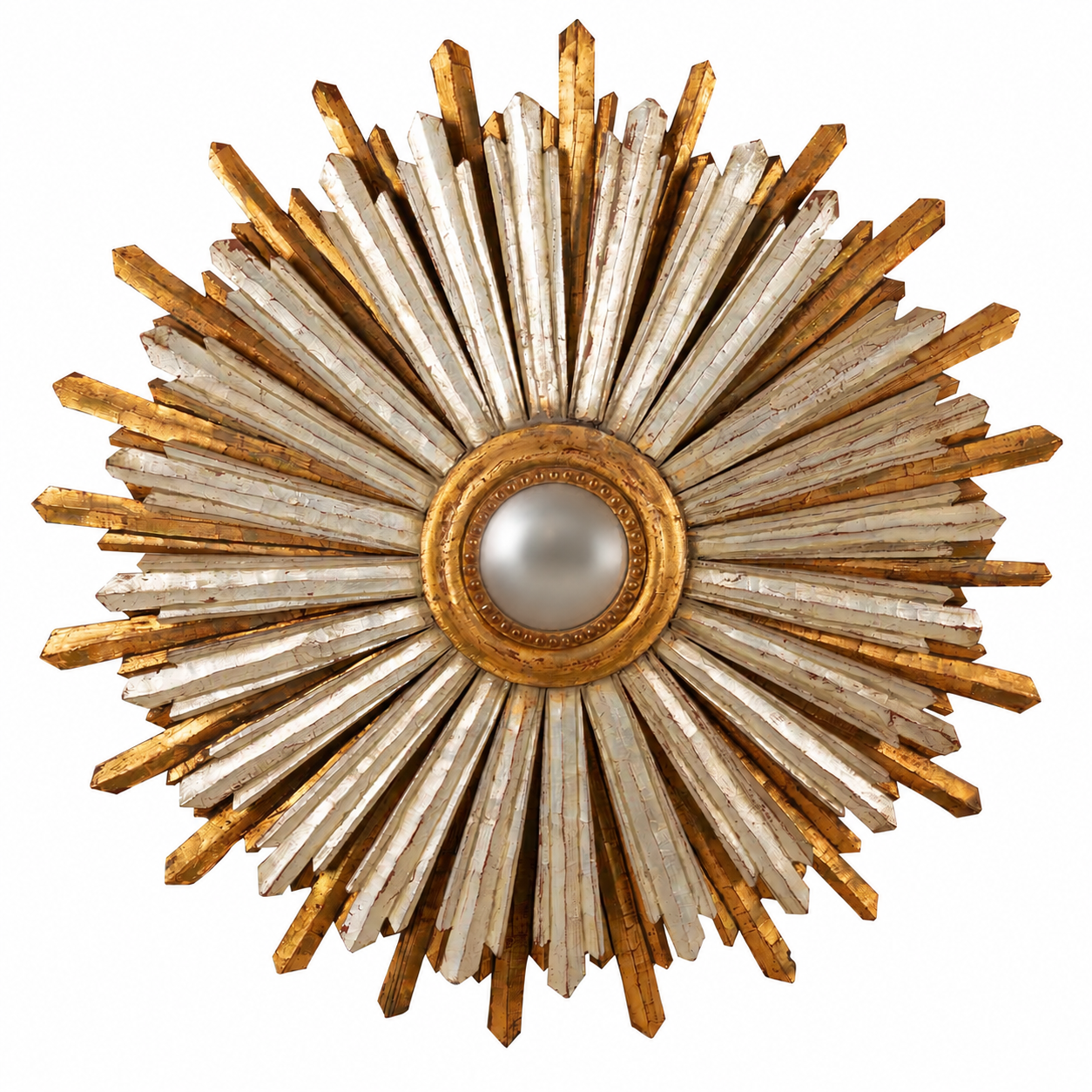 LARGE MID-CENTURY SPANISH SUNBURST CONVEX MIRROR