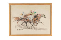 Mid-Century French Horse Racing Scene Colour Print after Louis-Ferdinand Malespina