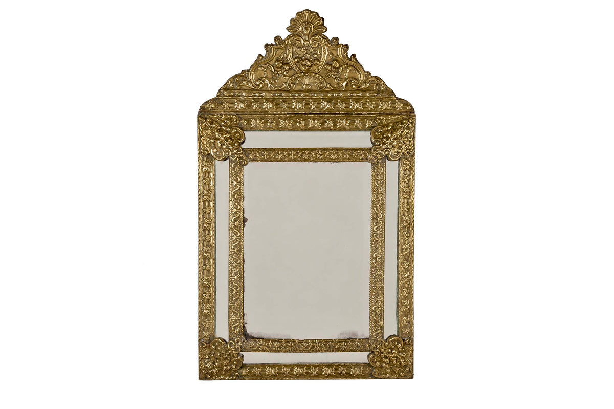 Late 19th Century French Brass Cushion Mirror