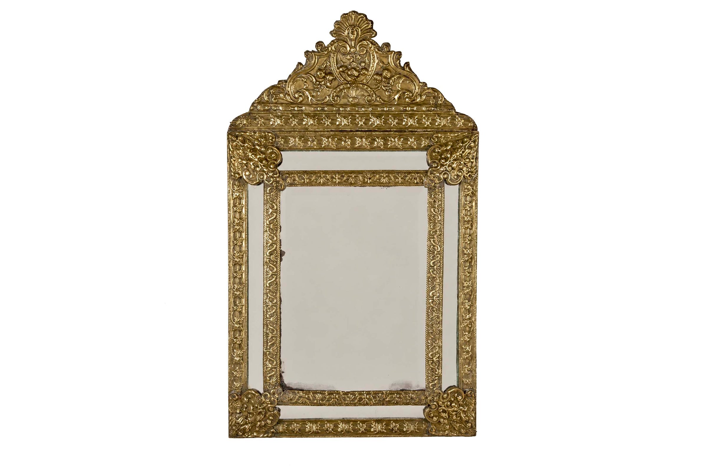 Late 19th Century French Brass Cushion Mirror