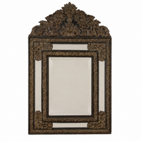 LARGE LATE 19TH CENTURY FRENCH CUSHION MIRROR WITH FLORAL MOTIFS