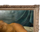 Large 20th Century French School Montparnasse reclining nude painting, signed G. Besancenot and dated 1932.
