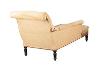 Large 19th century French méridienne or daybed with elegant scrolled ends and turned ebonised legs.