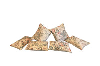 Set of Six Mid-Century French Floral Cretonne Feather Cushions