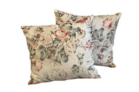 Set of Six Mid-Century French Floral Cretonne Feather Cushions