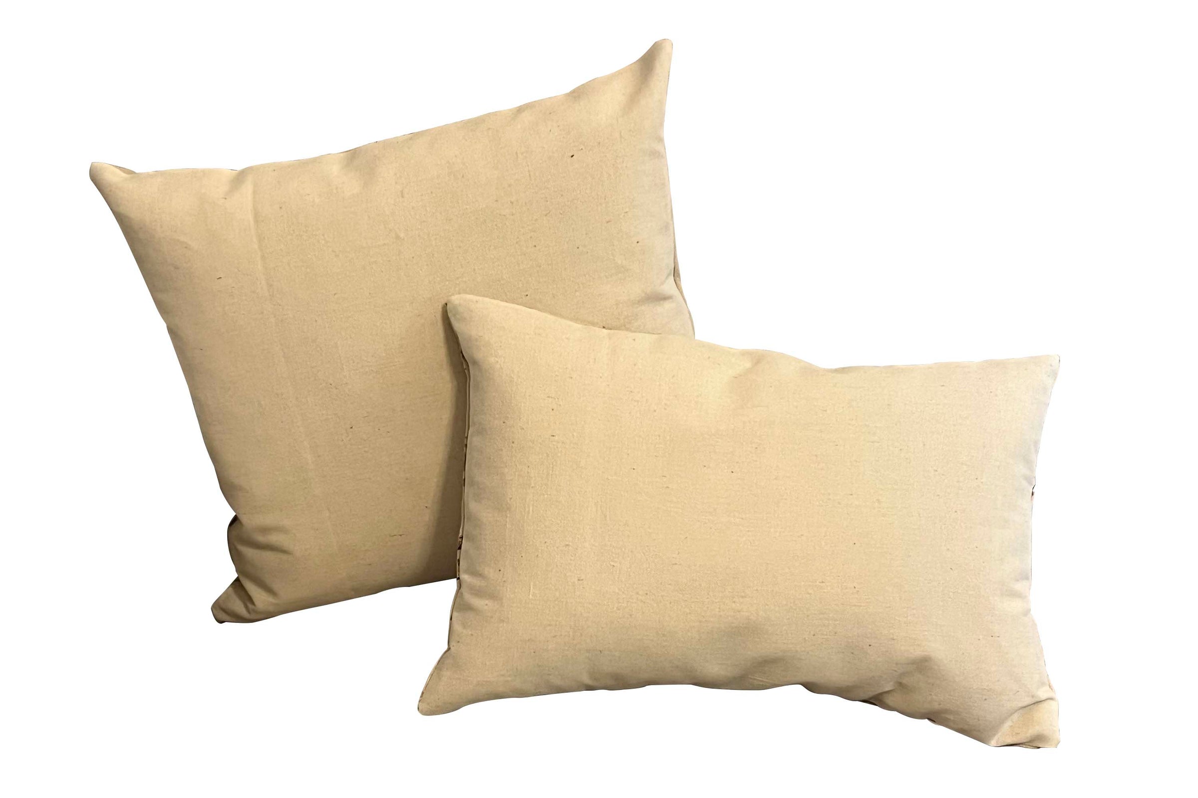 Set of Six Mid-Century French Floral Cretonne Feather Cushions