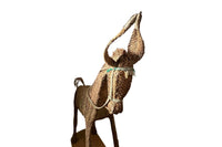 Large Mid-Century Spanish Woven Straw Donkey on Wooden Plinth