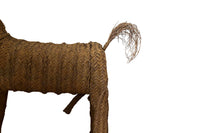 Large Mid-Century Spanish Woven Straw Donkey on Wooden Plinth