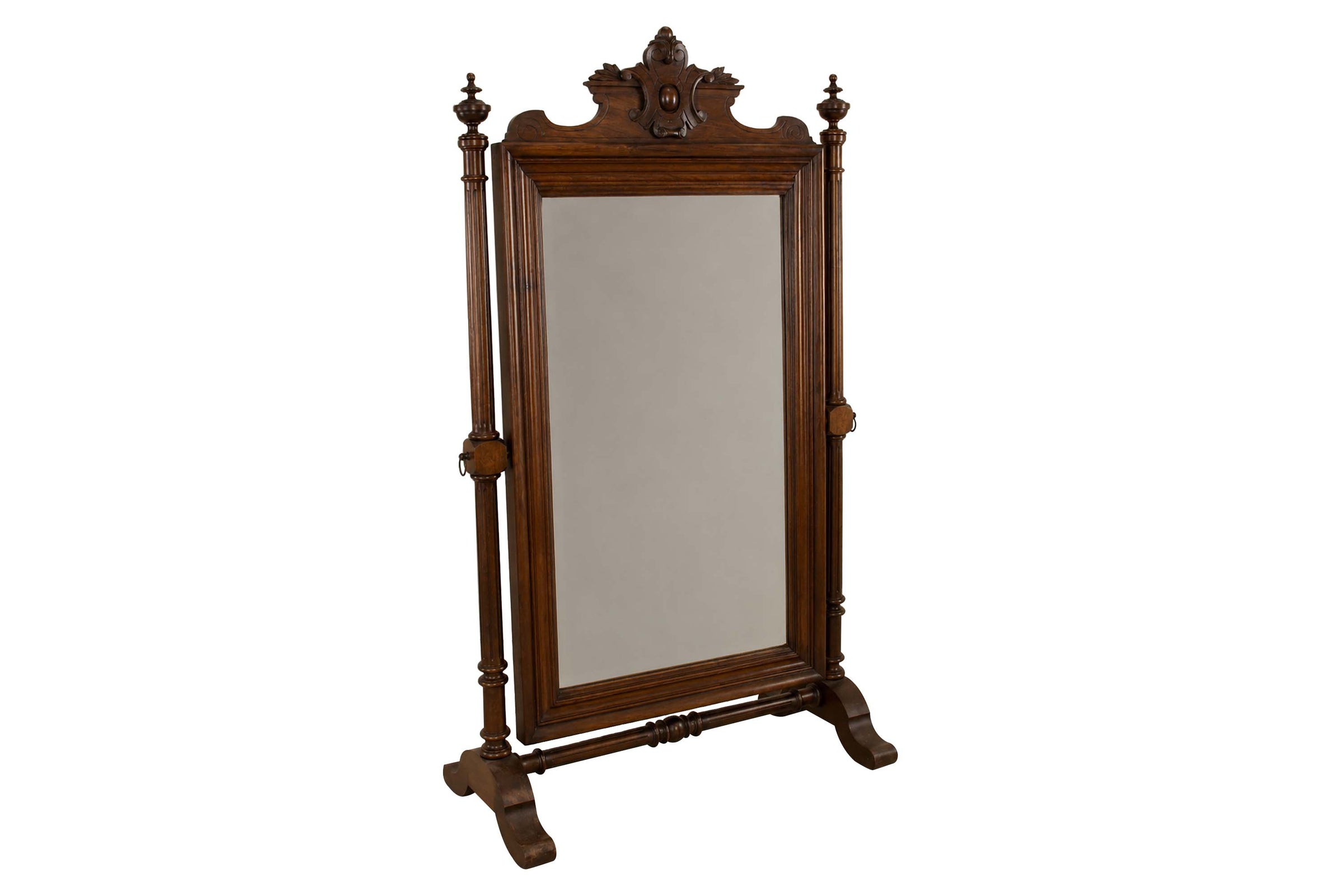 Large 19th Century French Mahogany Cheval Mirror