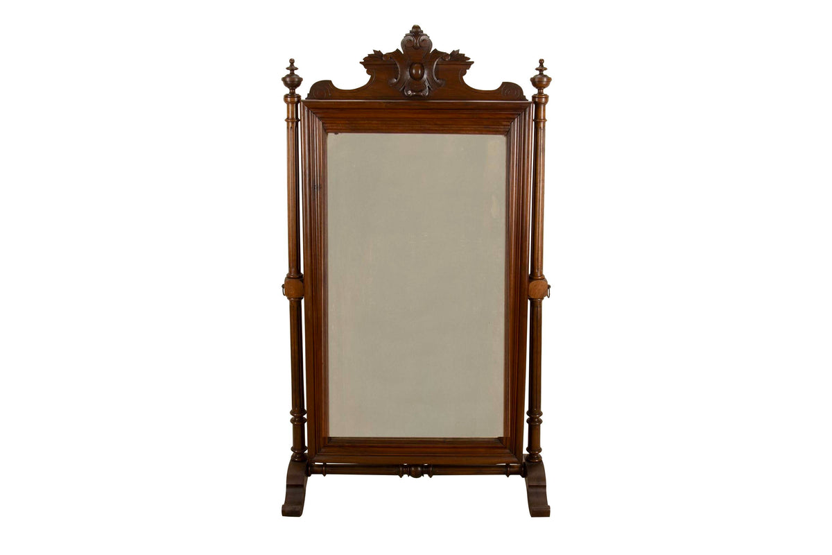 Large 19th Century French Mahogany Cheval Mirror