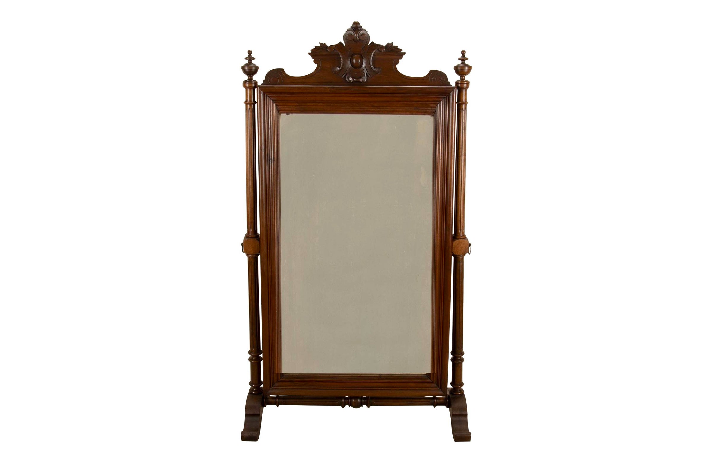Large 19th Century French Mahogany Cheval Mirror
