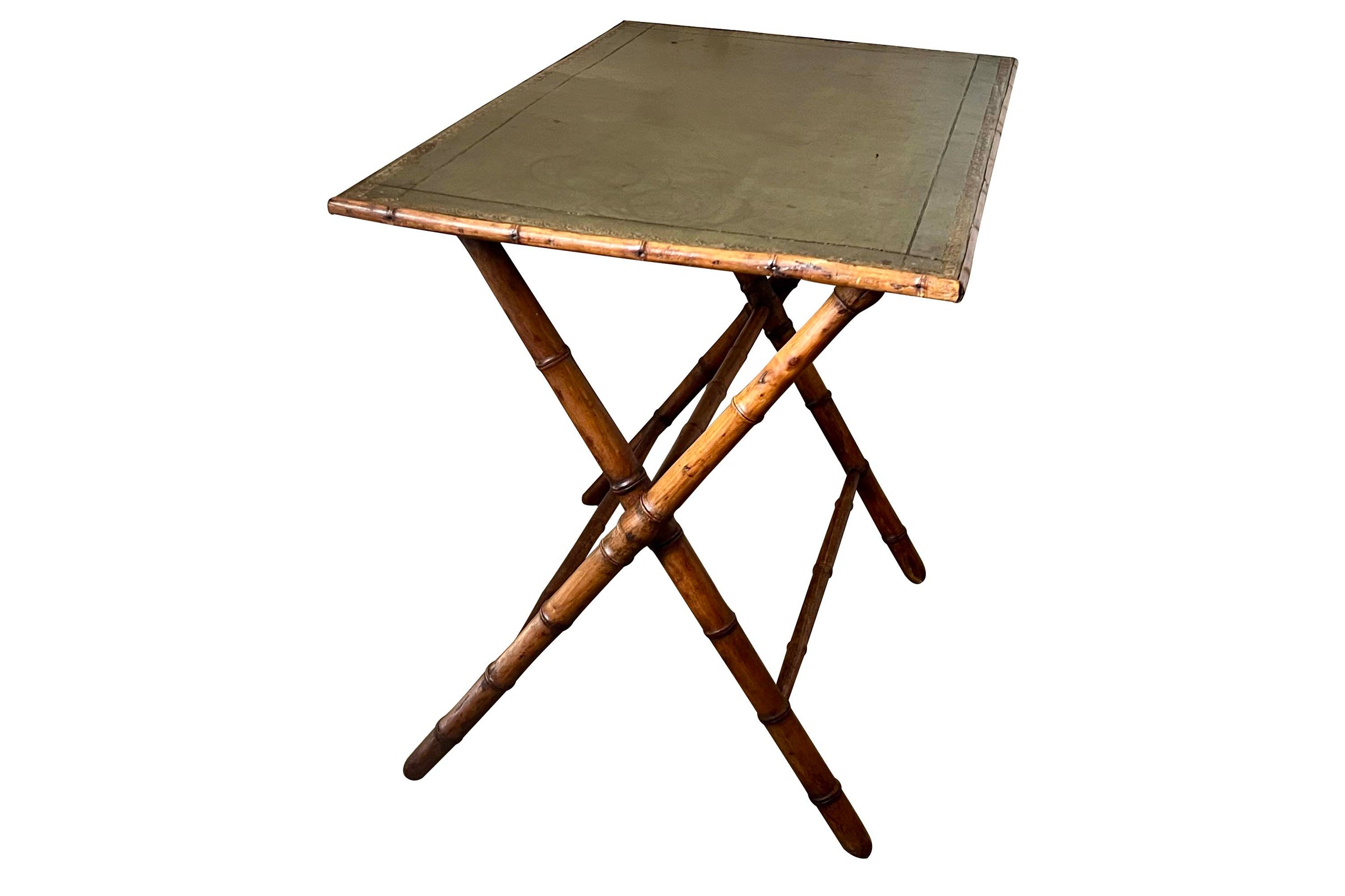 20th Century French Faux Bamboo Folding Writing Table