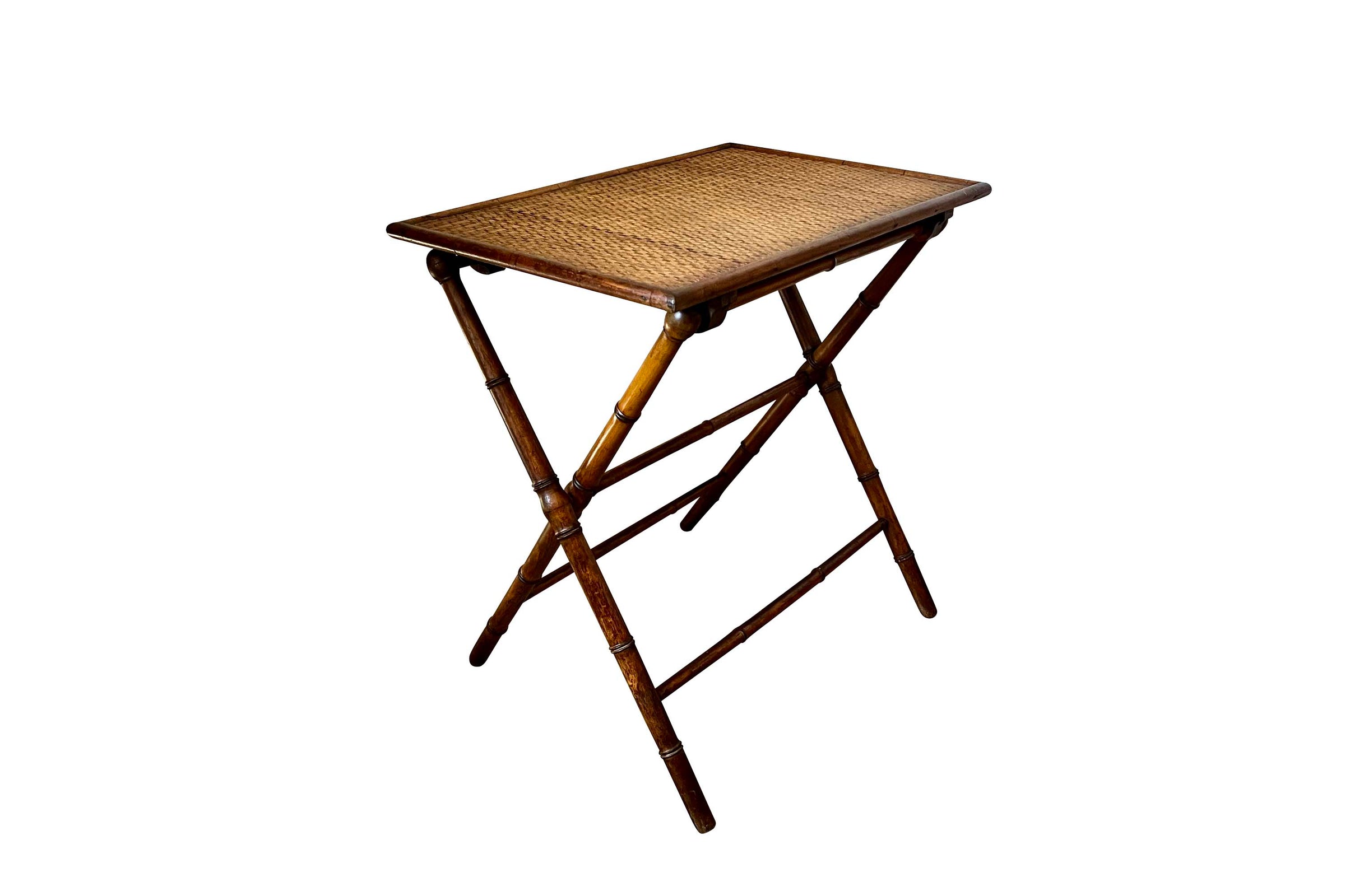 Early 20th Century French Folding Faux Bamboo Table