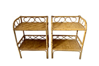 Pair of 1970s Italian Bamboo & Cane Side Tables