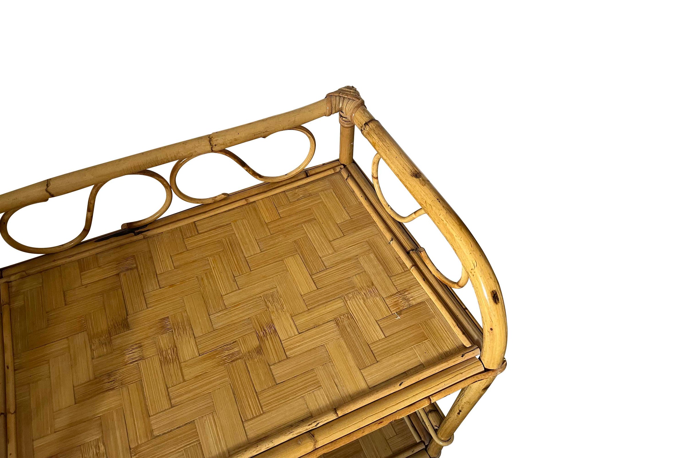 Pair of 1970s Italian Bamboo & Cane Side Tables