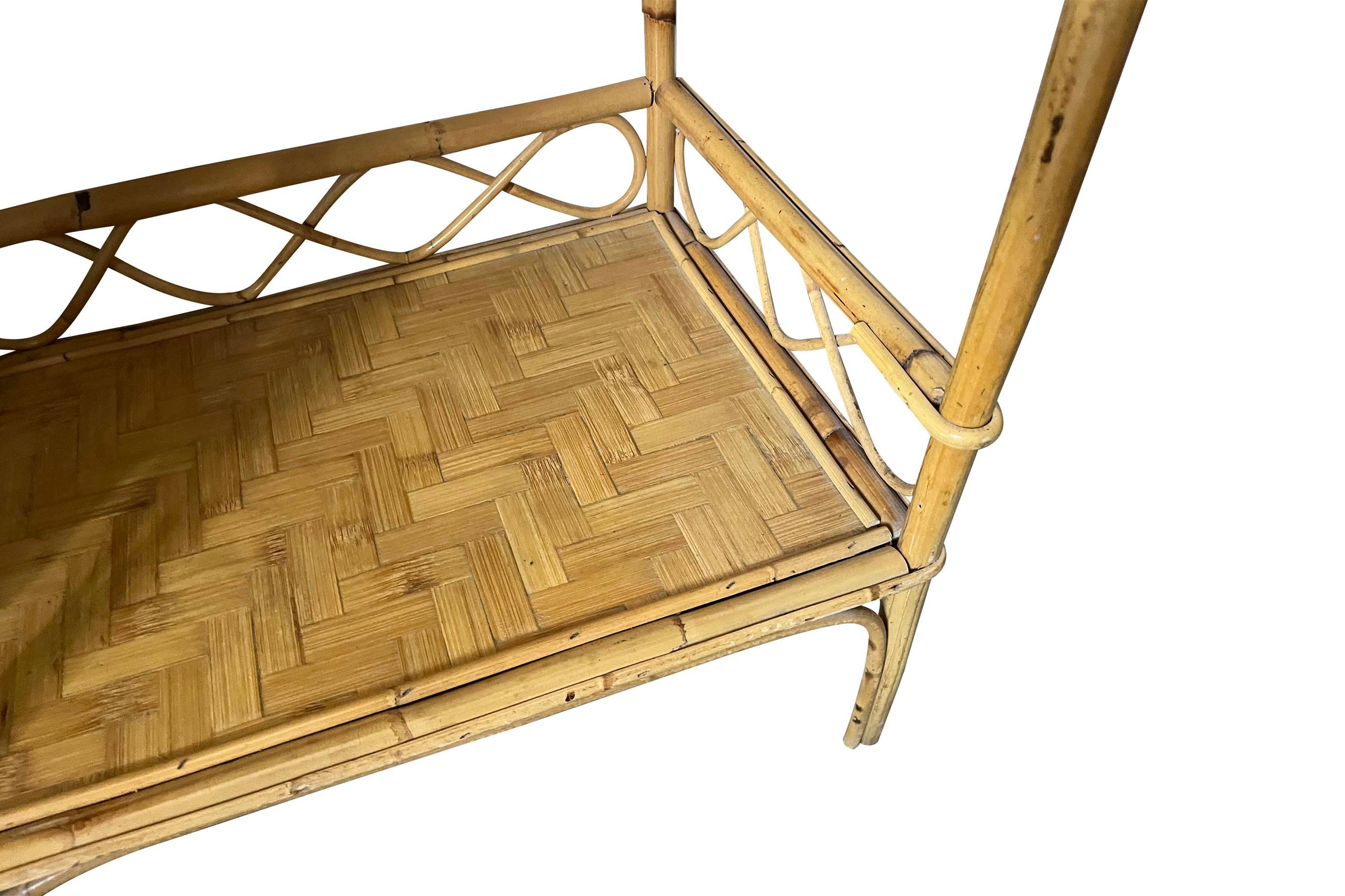Pair of 1970s Italian Bamboo & Cane Side Tables