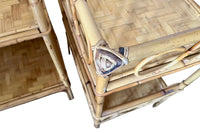 Pair of 1970s Italian Bamboo & Cane Side Tables