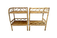 Pair of 1970s Italian Bamboo & Cane Side Tables