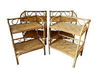 Pair of 1970s Italian Bamboo & Cane Side Tables