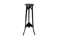 An unusual and highly decorative French Napoleon III pedestal stand in black lacquered tôle peinte, dating to the late 19th century.