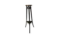 An unusual and highly decorative French Napoleon III pedestal stand in black lacquered tôle peinte, dating to the late 19th century.