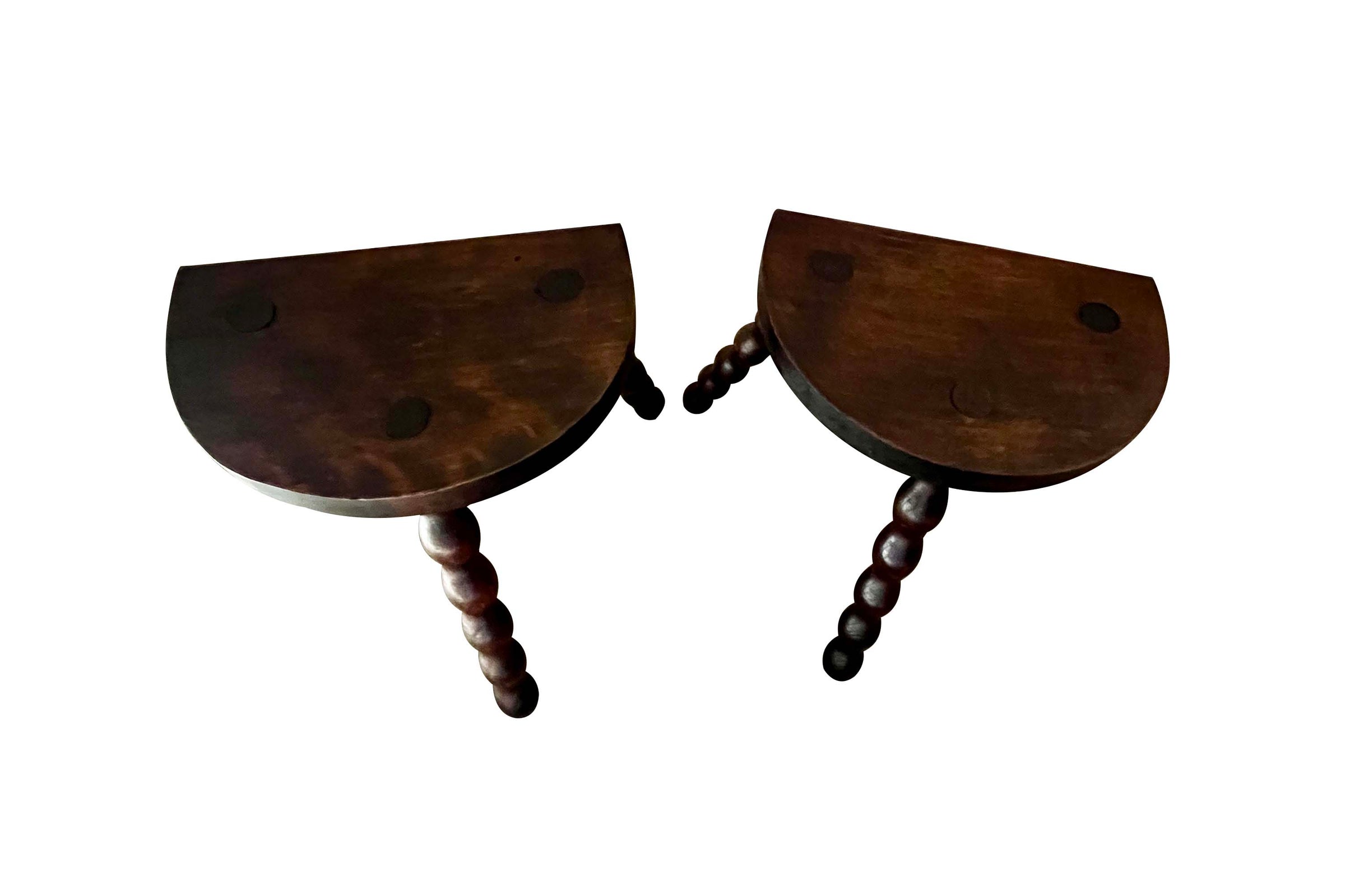 Pair of 20th Century French Bobbin Milking Stools