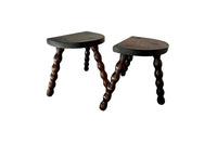 Pair of 20th Century French Bobbin Milking Stools