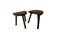 PAIR OF 20TH CENTURY FRENCH BOBBIN MILKING STOOLS