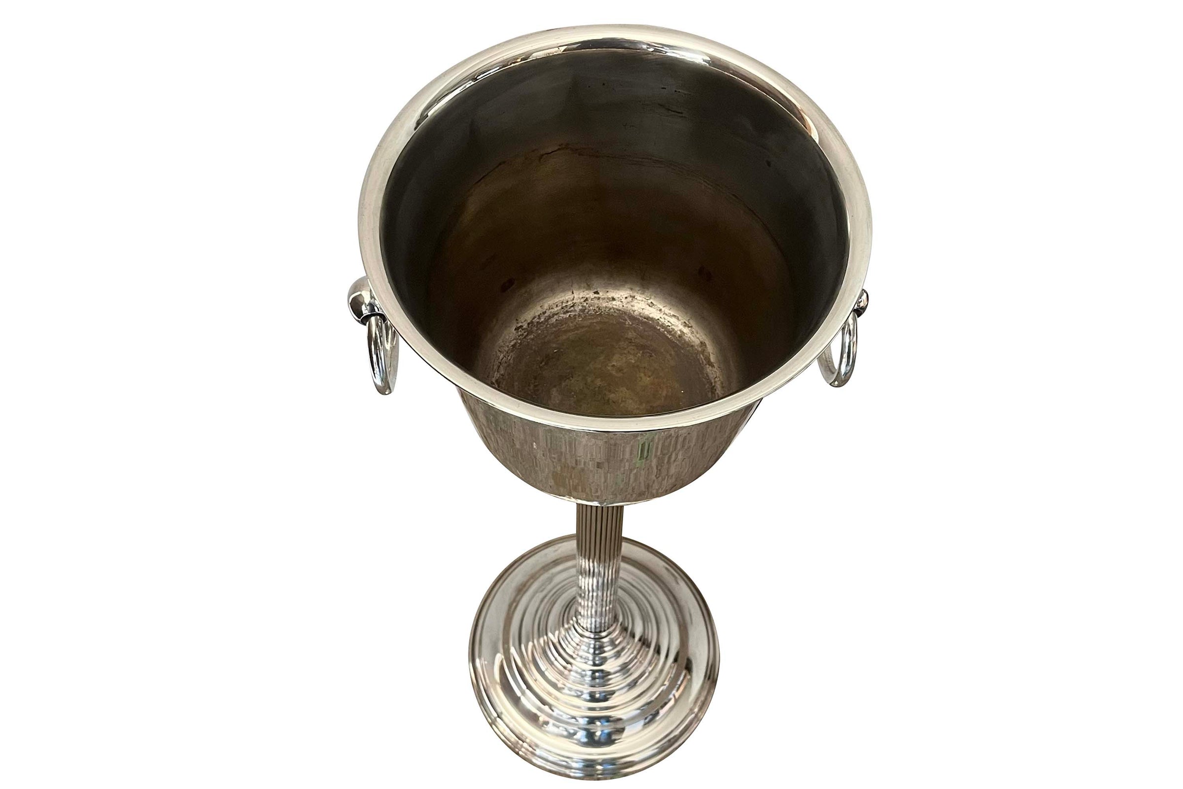 Tall 20th Century Spanish Silver Plate Integrated Champagne Bucket Stand